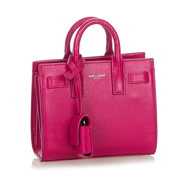 サンローラン サックドジュール ナノ 340778 ピンク レザー ハンドバッグ ショルダーバッグ２WAY レディース SAINT LAURENT 【中古】