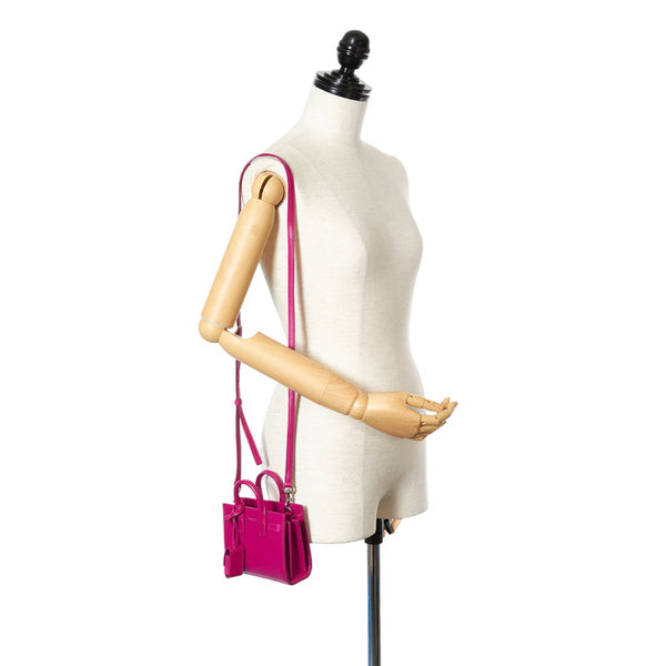 サンローラン サックドジュール ナノ 340778 ピンク レザー ハンドバッグ ショルダーバッグ２WAY レディース SAINT LAURENT 【中古】