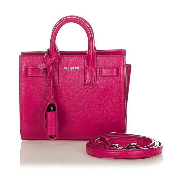 サンローラン サックドジュール ナノ 340778 ピンク レザー ハンドバッグ ショルダーバッグ２WAY レディース SAINT LAURENT 【中古】