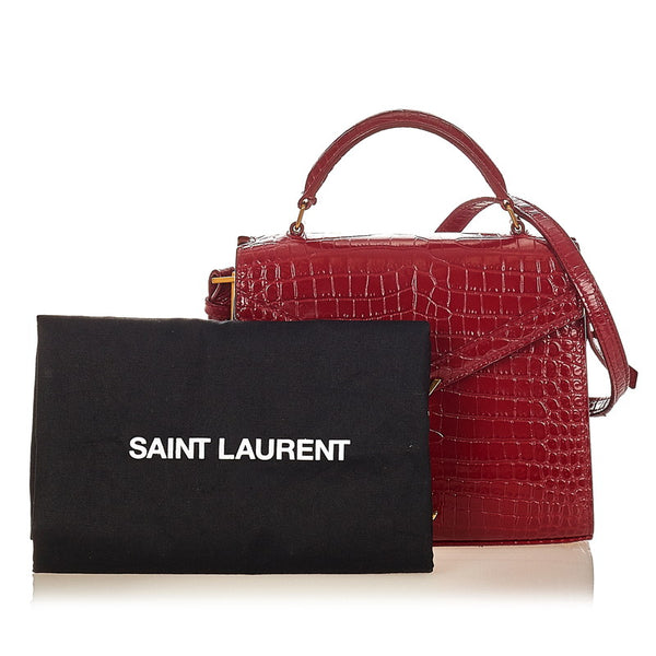 サンローラン カサンドラ レッド クロコダイル ハンドバッグ ショルダーバッグ 2WAY レディース SAINT LAURENT 【中古】