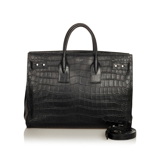 サンローラン サックドジュール ブラック クロコダイル レザー トートバッグ ショルダーバッグ 2WAY レディース SAINT LAURENT 【中古】