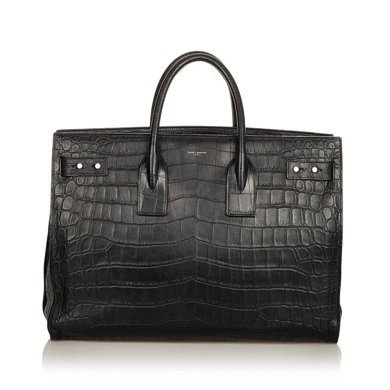 サンローラン サックドジュール ブラック クロコダイル レザー トートバッグ ショルダーバッグ 2WAY レディース SAINT LAURENT 【中古】