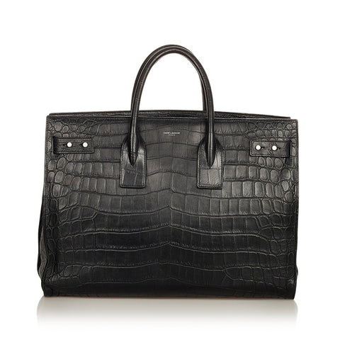 サンローラン サックドジュール ブラック クロコダイル レザー トートバッグ ショルダーバッグ 2WAY レディース SAINT LAURENT 【中古】