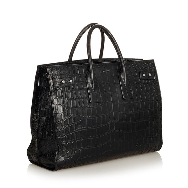 サンローラン サックドジュール ブラック クロコダイル レザー トートバッグ ショルダーバッグ 2WAY レディース SAINT LAURENT 【中古】