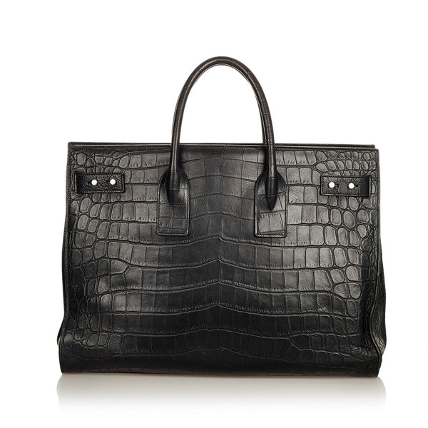 サンローラン サックドジュール ブラック クロコダイル レザー トートバッグ ショルダーバッグ 2WAY レディース SAINT LAURENT 【中古】