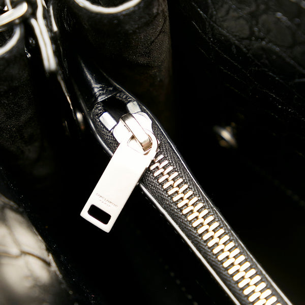 サンローラン サックドジュール ブラック クロコダイル レザー トートバッグ ショルダーバッグ 2WAY レディース SAINT LAURENT 【中古】