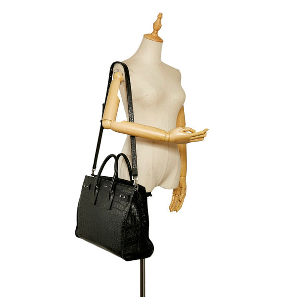 サンローラン サックドジュール ブラック クロコダイル レザー トートバッグ ショルダーバッグ 2WAY レディース SAINT LAURENT 【中古】