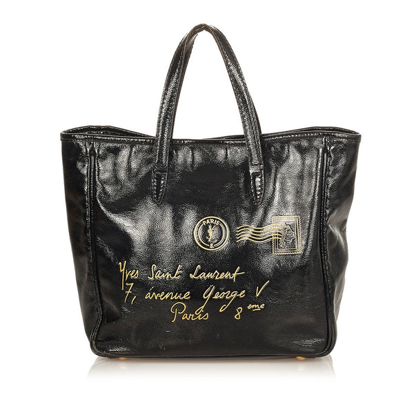 イヴ サンローラン Yメール 188651 002122 ブラック パテントレザー レザー トートバッグ レディース YVES SAINT LAURENT 【中古】