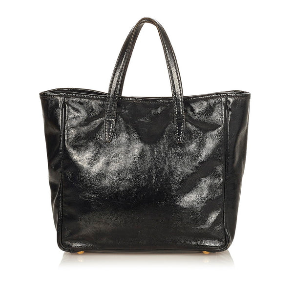 イヴ サンローラン Yメール 188651 002122 ブラック パテントレザー レザー トートバッグ レディース YVES SAINT LAURENT 【中古】