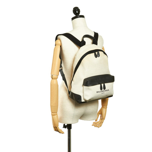 バレンシアガ ホワイト キャンバス レザー リュック バックパック レディース BALENCIAGA 【中古】