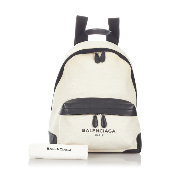 バレンシアガ ホワイト キャンバス レザー リュック バックパック レディース BALENCIAGA 【中古】
