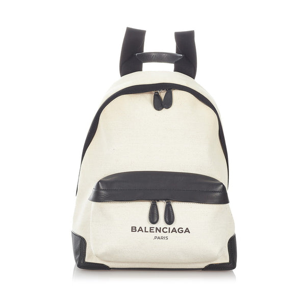 バレンシアガ ホワイト キャンバス レザー リュック バックパック レディース BALENCIAGA 【中古】