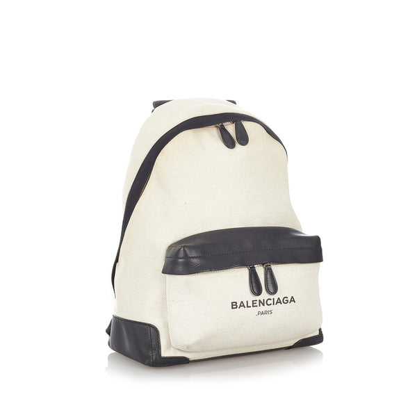 バレンシアガ ホワイト キャンバス レザー リュック バックパック レディース BALENCIAGA 【中古】