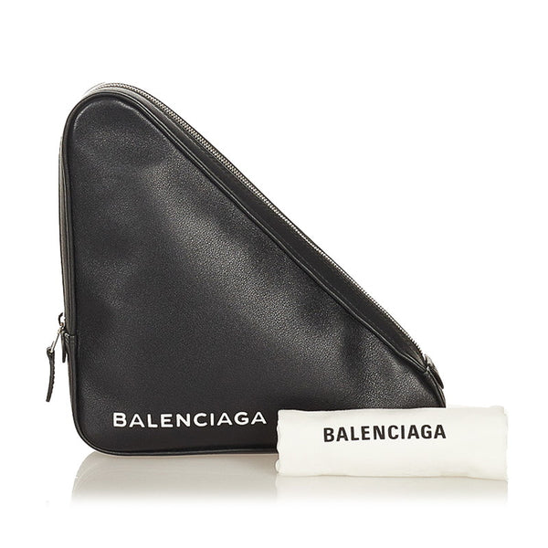 バレンシアガ トライアングル クラッチバッグ 476976 ブラック レザー レディース BALENCIAGA 【中古】