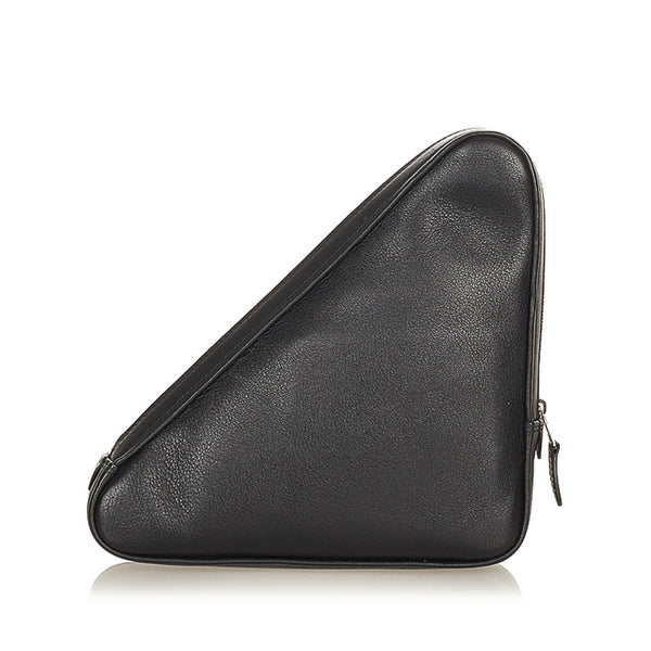 バレンシアガ トライアングル クラッチバッグ 476976 ブラック レザー レディース BALENCIAGA 【中古】