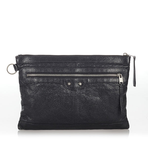バレンシアガ 273022 ブラック レザー クラッチバッグ メンズ BALENCIAGA 【中古】