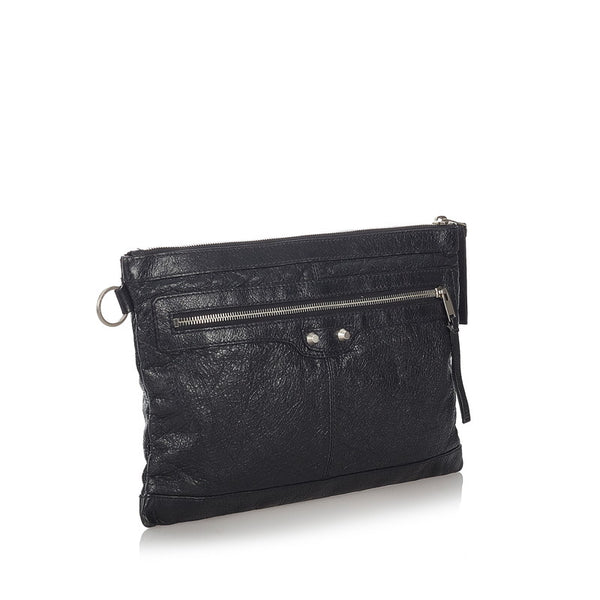 バレンシアガ 273022 ブラック レザー クラッチバッグ メンズ BALENCIAGA 【中古】
