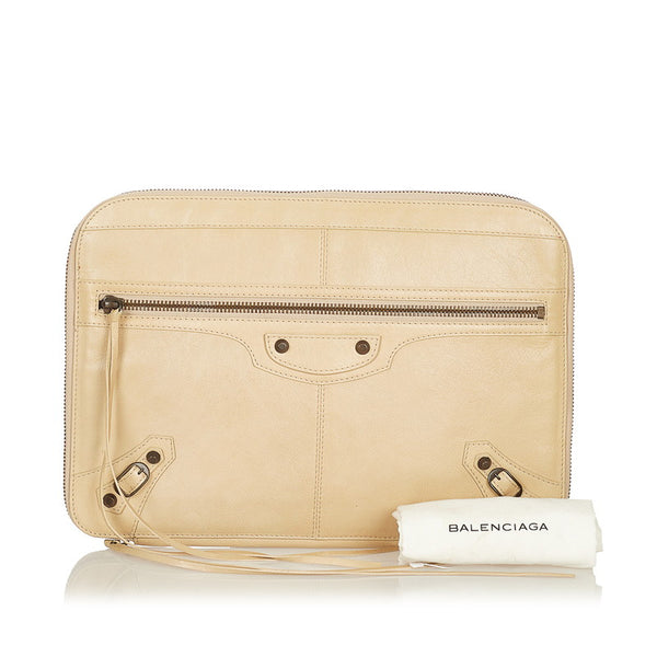 バレンシアガ クラシック 224851 ベージュ レザー クラッチバッグ レディース BALENCIAGA 【中古】
