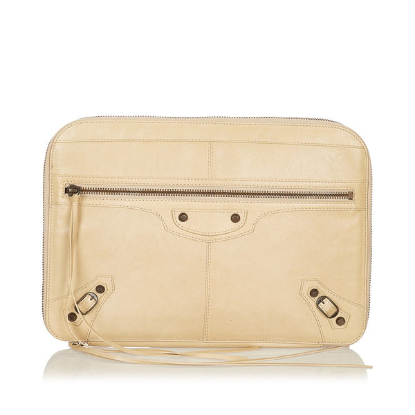 バレンシアガ クラシック 224851 ベージュ レザー クラッチバッグ レディース BALENCIAGA 【中古】