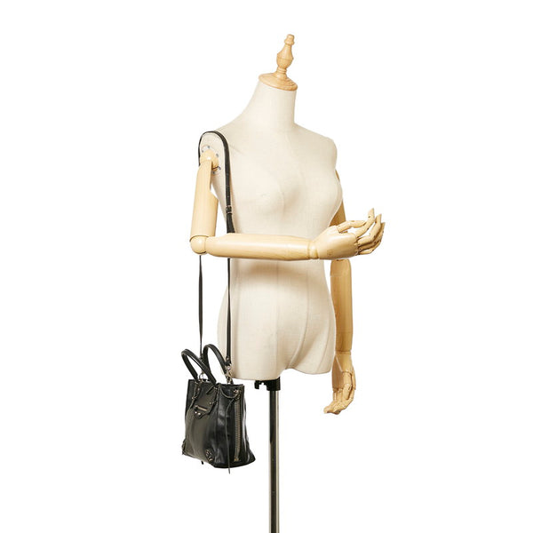 バレンシアガ ミニペーパー ハンドバッグ ショルダーバッグ 2WAY 305572 ブラック レザー レディース BALENCIAGA 【中古】