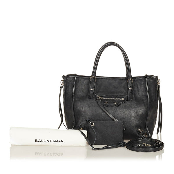 バレンシアガ ミニペーパー ハンドバッグ ショルダーバッグ 2WAY 305572 ブラック レザー レディース BALENCIAGA 【中古】