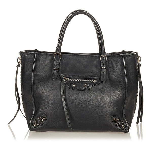 バレンシアガ ミニペーパー ハンドバッグ ショルダーバッグ 2WAY 305572 ブラック レザー レディース BALENCIAGA 【中古】