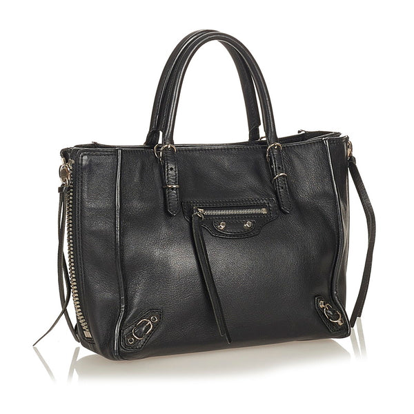 バレンシアガ ミニペーパー ハンドバッグ ショルダーバッグ 2WAY 305572 ブラック レザー レディース BALENCIAGA 【中古】