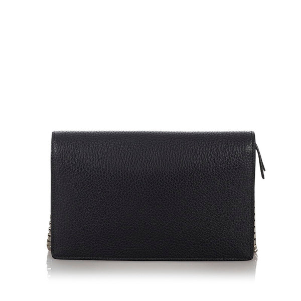 バレンシアガ 444168 ブラック カーフ 斜め掛け ウォレットチェーン レディース BALENCIAGA 【中古】