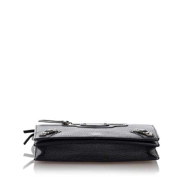 バレンシアガ 444168 ブラック カーフ 斜め掛け ウォレットチェーン レディース BALENCIAGA 【中古】