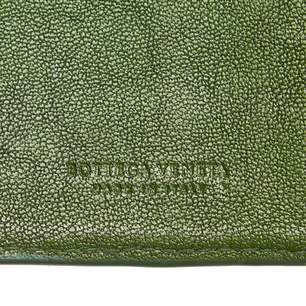 ボッテガヴェネタ イントレチャート パスポートケース グリーン ブラウン レザー レディース BOTTEGAVENETA 【中古】