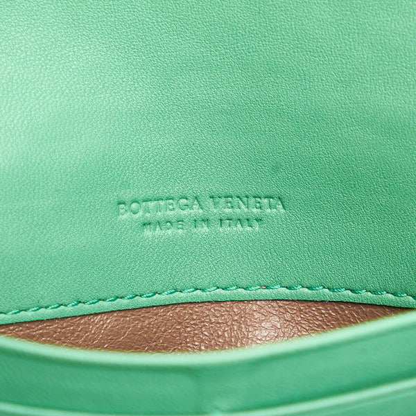 ボッテガヴェネタ イントレチャート グリーン レザー 長財布 レディース BOTTEGAVENETA 【中古】