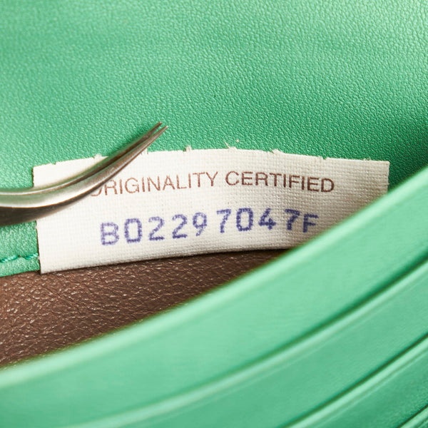 ボッテガヴェネタ イントレチャート グリーン レザー 長財布 レディース BOTTEGAVENETA 【中古】