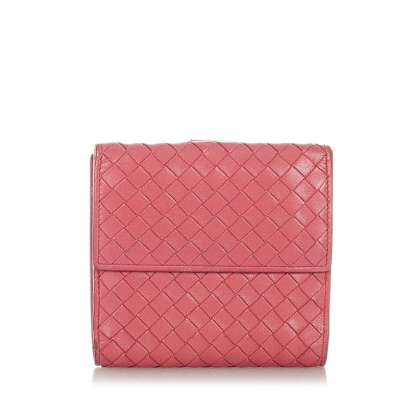 ボッテガヴェネタ イントレチャート 二つ折り財布 ピンク レザー レディース BOTTEGAVENETA 【中古】