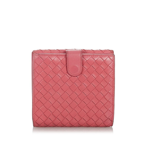 ボッテガヴェネタ イントレチャート 二つ折り財布 ピンク レザー レディース BOTTEGAVENETA 【中古】