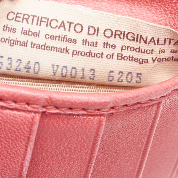 ボッテガヴェネタ イントレチャート 二つ折り財布 ピンク レザー レディース BOTTEGAVENETA 【中古】