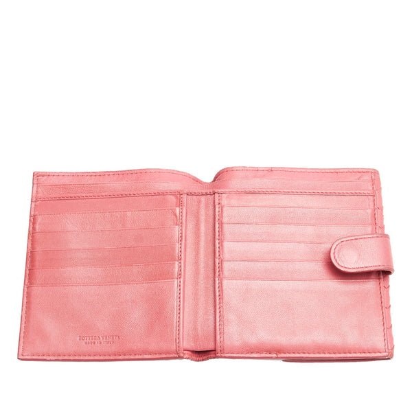 ボッテガヴェネタ イントレチャート 二つ折り財布 ピンク レザー レディース BOTTEGAVENETA 【中古】