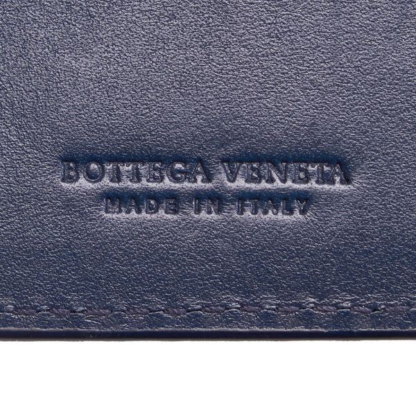ボッテガヴェネタ イントレチャート 二つ折り財布 ブルー レザー メンズ BOTTEGAVENETA 【中古】