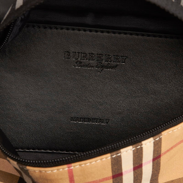 バーバリー ヴィンテージチェック ブラック ベージュ キャンバス レザー ウエストバッグ メンズ BURBERRY 【中古】