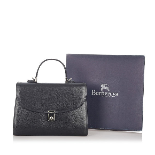バーバリー ブラック レザー ハンドバッグ レディース BURBERRY 【中古】
