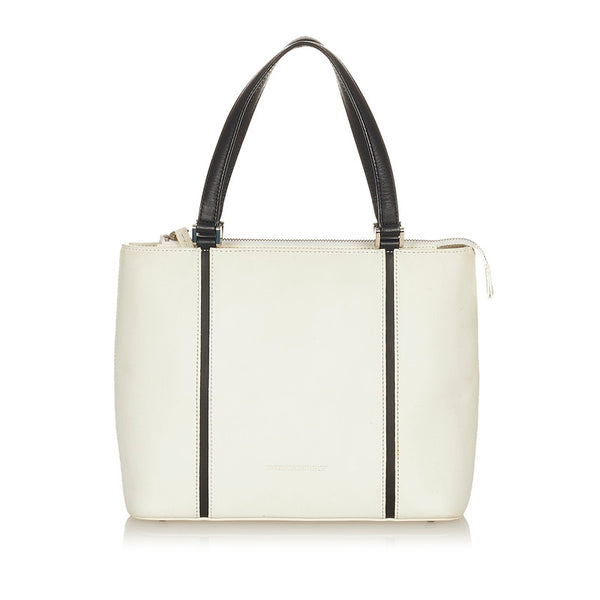 バーバリー ノバチェック ハンドバッグ ホワイト レザー レディース BURBERRY 【中古】