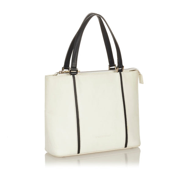 バーバリー ノバチェック ハンドバッグ ホワイト レザー レディース BURBERRY 【中古】