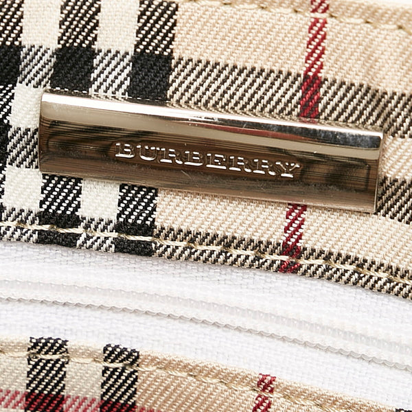 バーバリー ノバチェック ハンドバッグ ホワイト レザー レディース BURBERRY 【中古】