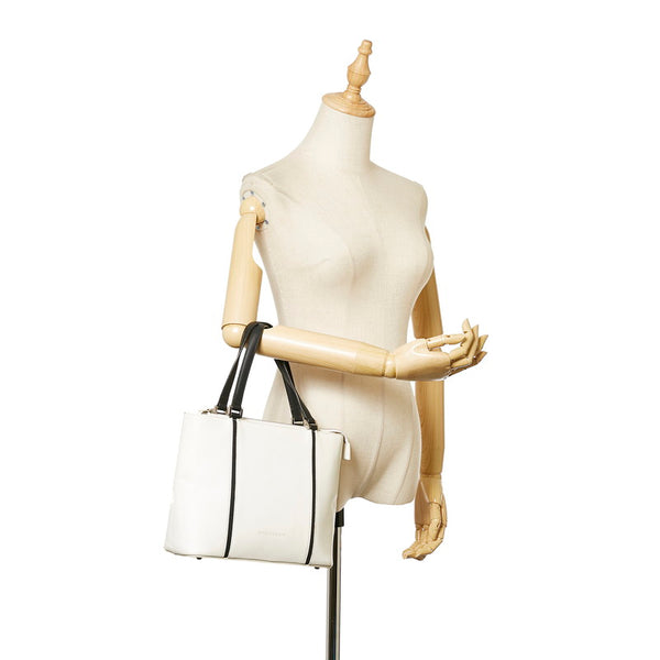 バーバリー ノバチェック ハンドバッグ ホワイト レザー レディース BURBERRY 【中古】