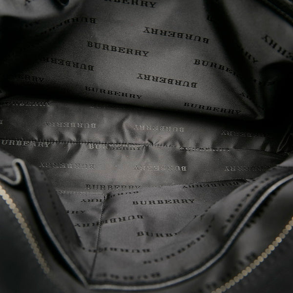 バーバリー ノバチェック ブラック キャンバス レザー ハンドバッグ レディース BURBERRY 【中古】