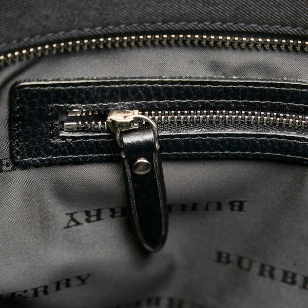 バーバリー ノバチェック ブラック キャンバス レザー ハンドバッグ レディース BURBERRY 【中古】