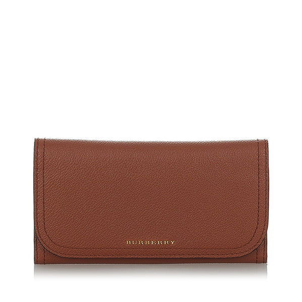 バーバリー 長財布 ブラウン レザー レディース BURBERRY 【中古】