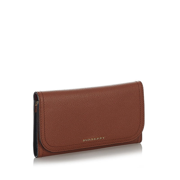 バーバリー 長財布 ブラウン レザー レディース BURBERRY 【中古】
