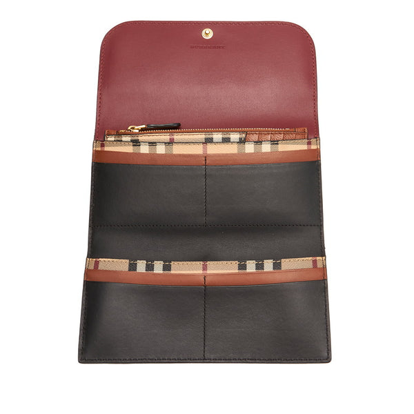 バーバリー 長財布 ブラウン レザー レディース BURBERRY 【中古】