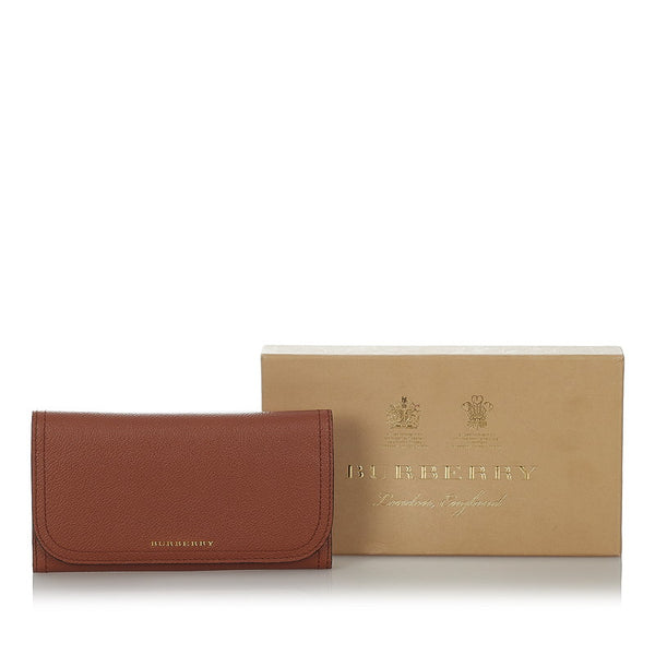 バーバリー 長財布 ブラウン レザー レディース BURBERRY 【中古】