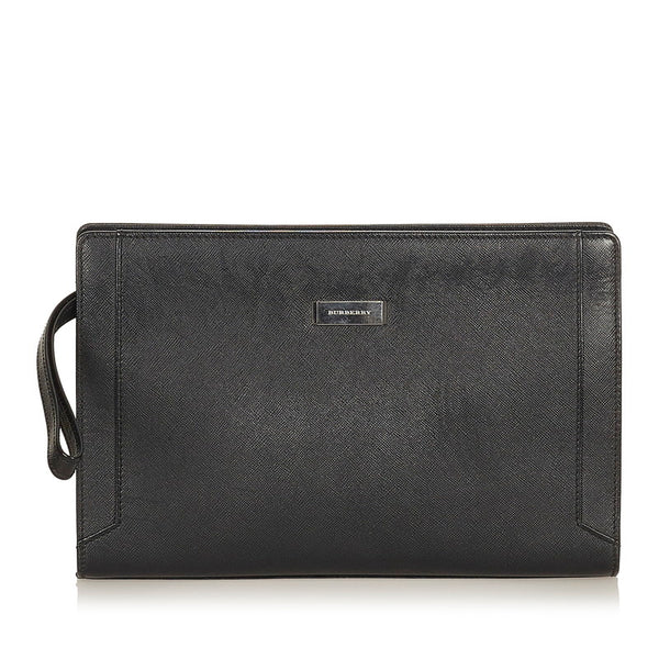 バーバリー ブラック レザー セカンドバッグ メンズ BURBERRY 【中古】